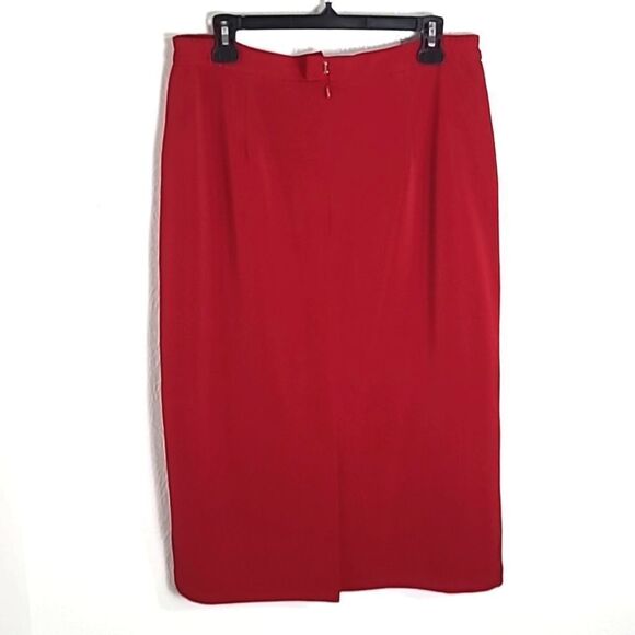 Chancelle Red Midi-Skirt, Straight, Slit in Back, Size 14 - Picture 3 of 6